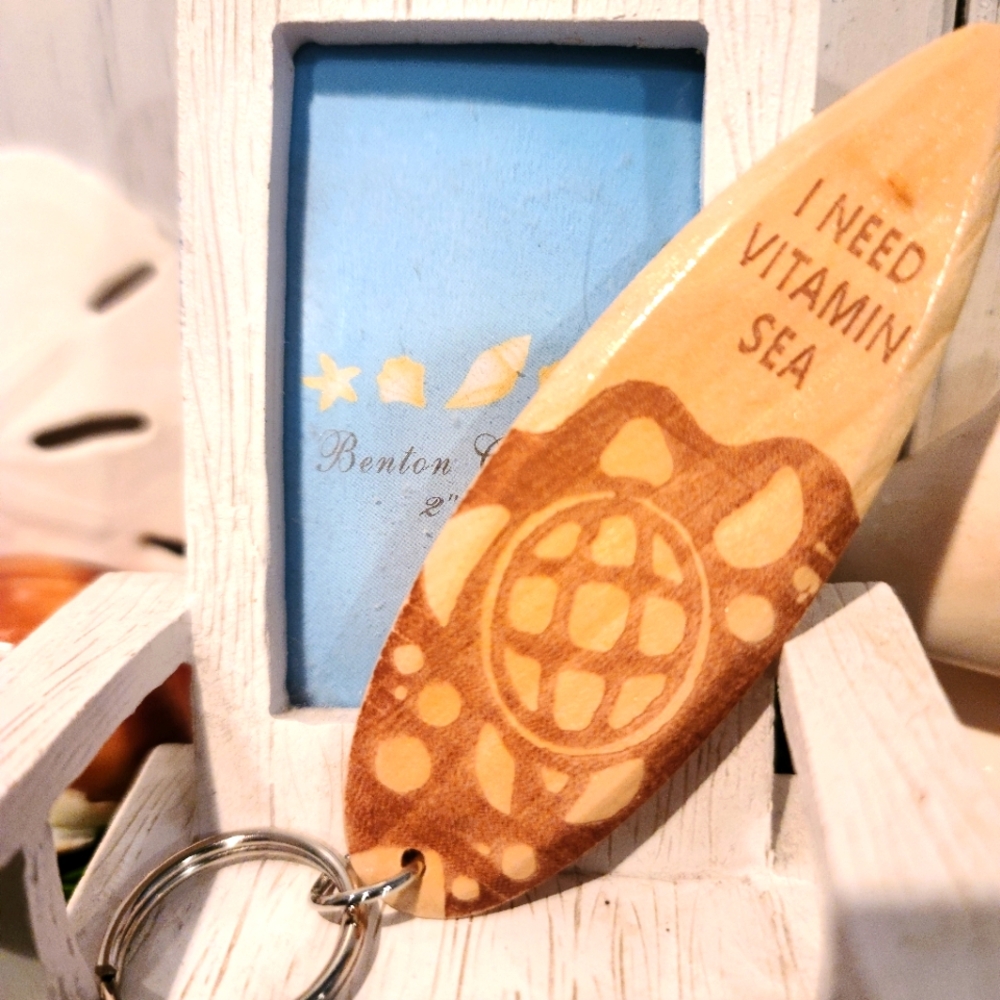 SURF Wooden surfboard keyring, purse charm bookmark. Choose one